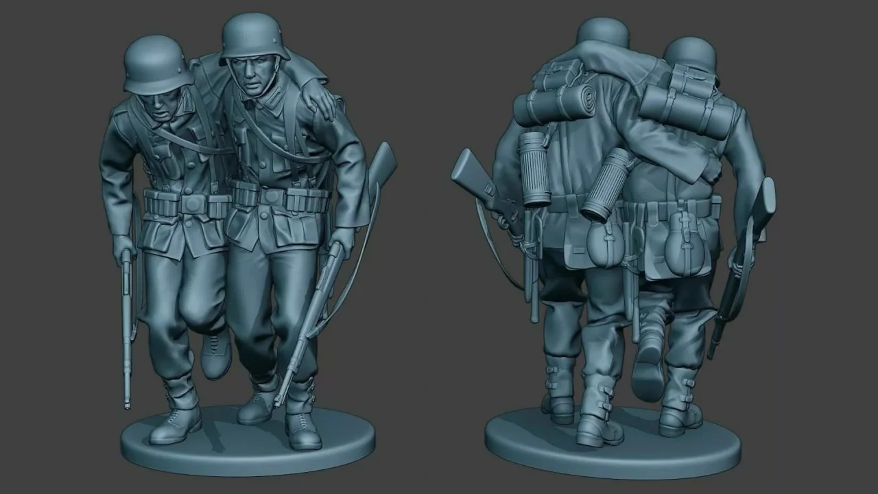 German Soldier Help Wounded