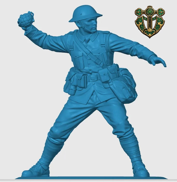 View 5 of WW1 British Soldier Throwing a Grenade