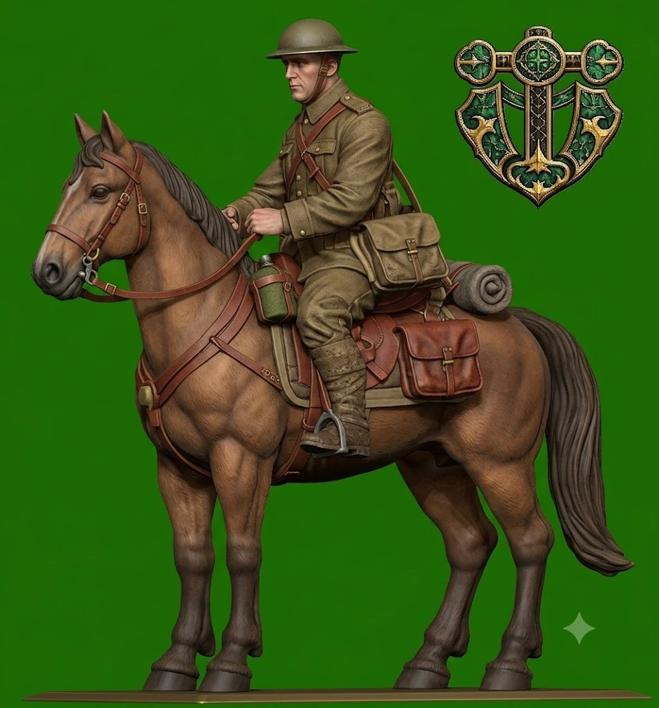 View 2 of WW1 British Courier on Horseback