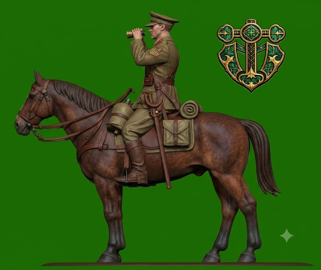 View 2 of WW1 British Mounted Cavalry Officer