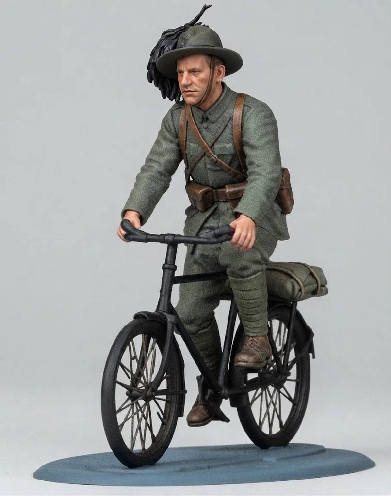 Vista 2 de WWI Italian Bersagliere on bicycle