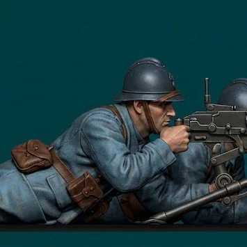 View 2 of WW1 French Machine Gunner