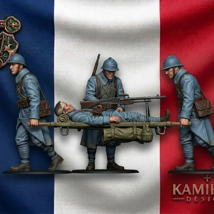 WW1 French Stretcher Crew and Medic